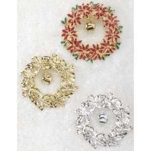   36 Holiday Wreaths with Jingle Bell Christmas Pins 2
