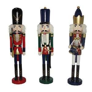 Set Of 3 Classic Slim Toy Soldier And King Christmas Nutcrackers 