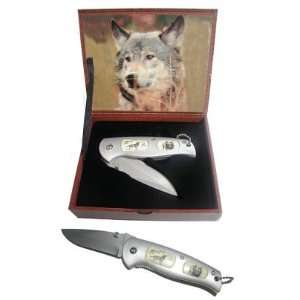  Black Wolf Pocket Knife in Box: Sports & Outdoors