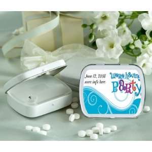 Wedding Favors Party Wave Design Personalized Glossy White Hinged Mint 