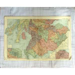 ANTIQUE MAP c1900 SCOTLAND EDINBURGH GLASGOW SOLWAY:  Home 