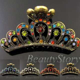   Item  1p rhinestone crystal Antiqued crown hair claw clip