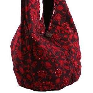   Earth Divas CH101F Cotton Fabric Light Weight Beaded Handbag: Beauty