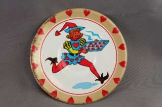 Vintage OHIO ART Toy Tin Queen of Hearts Childs Dishes  