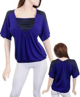 New Womens Shirt Blouse Top Purple Silver XL 2XL 3XL  