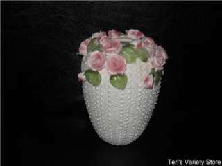 Jolie Fleurs Bone China Vase Pink Roses MANN 1987 WOW  