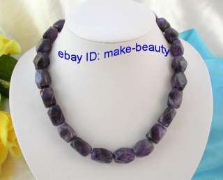 stunning big 18mm baroque purple crystal Amethyst beads necklace 
