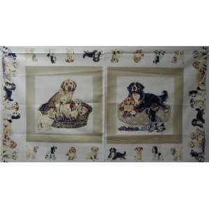   Dogs   Pillow Panel Fabric By The Yard: Arts, Crafts & Sewing