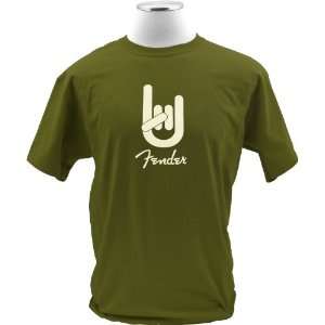  Fender® Rock on Tee, Army Green, S Musical Instruments