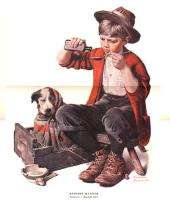 Norman Rockwell Boy and Sick Dog Print BEDSIDE MANNER  