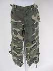 NWT PREMIUM SURPLUS TELL Green Camouflage Army Patch Cropped Cargo 