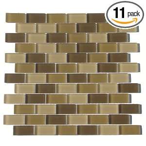   Mosaic Glass Tile, 1 by 2 Inch Tile on a 12 by 12 Inch Mosaic Mesh