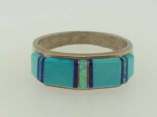   STERLING SILVER OPAL LAPIS TURQUOISE AMERICAN INDIAN RING SIZE 9