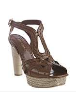 Prada brown stitched vitello leather platform sandals style# 314872101