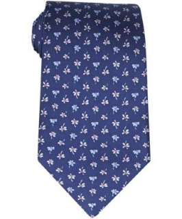 Ferragamo marine blue micro flower print silk tie   