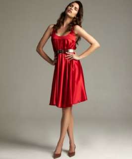 Dolce & Gabbana red silk babydoll belted tank dress   up to 70 