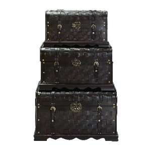    Set of Three Traditional Storage Chest Trunks: Home & Kitchen