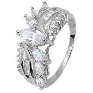   Engagement Ring With Different Cut Cubic Zirconias in Bypass Setting
