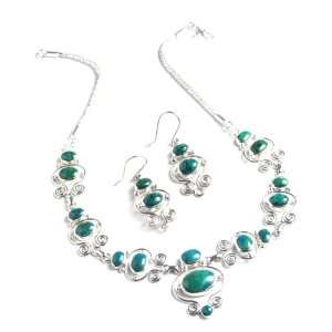  Chrysocolla jewelry set, Blue Arabesque Jewelry