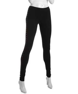 Marc by Marc Jacobs black stretch cotton studded leggings