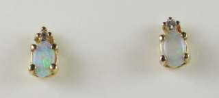   14K Yellow Gold .70ctw Opal & Genuine Diamond Stud Earrings  