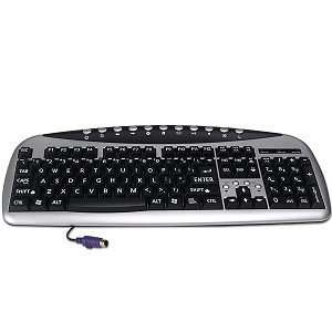    PS/2 Big Size Print MultiMedia Keyboard (Black/Silver) Electronics