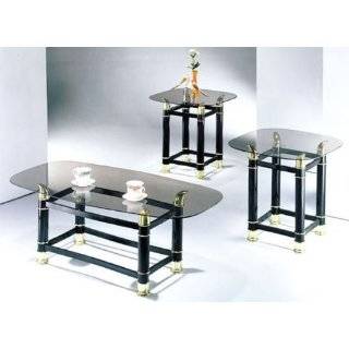   Finish Horn Coffee / end Table Set We/ Smoky Glass By Acm Furniture