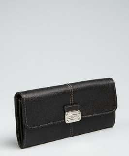Tods black leather continental flap wallet  