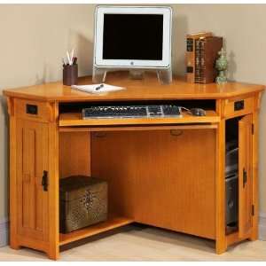  Craftsman Corner Computer Desk W/ Compartment