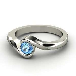  Embrace Ring, Round Blue Topaz Palladium Ring: Jewelry