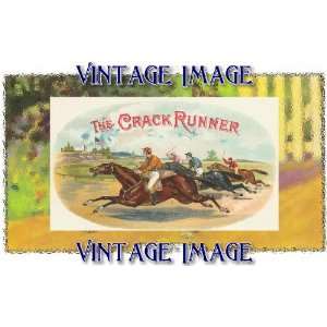   inch (14 x 10 cm) Gloss Stickers Horses The Crack Runner Vintage Image