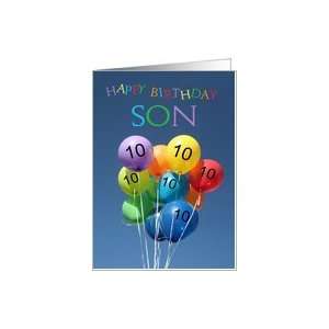    10th Birthday Card for Son colored balloons Card Toys & Games