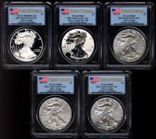   Anniversary Silver Eagle 5 Coin Set PCGS MS69 PR69 First Strike  