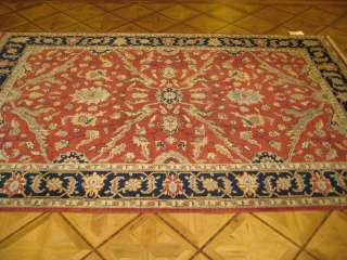   Navy Hand knotted Wool Indo Persian Serapi Oriental Rug 