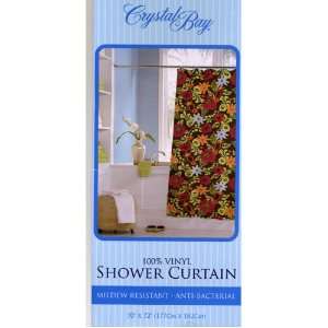  Hana Brown Flowers Vinyl Shower Curtain: Home & Kitchen