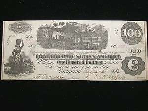 1862 $100 Confederate Note T 40 Unc. Henry Savage e636 CBB  
