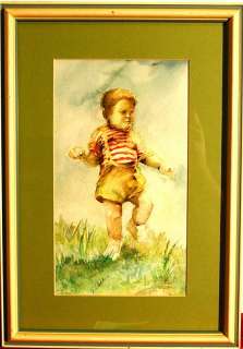Miniature watercolor Little brother by E. Case 1995  