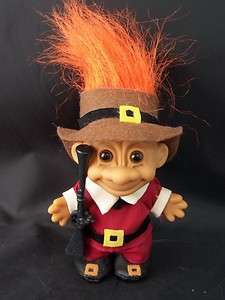 Russ Pilgrim with Gun Troll Doll Orange Hair 7 Tall  