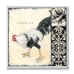   Home Decor Collection Black and White Rooster Square: Home & Kitchen