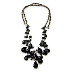 Chan Luu Multi Layer Onyx Necklace on Mixed Cotton Cord NS 8941