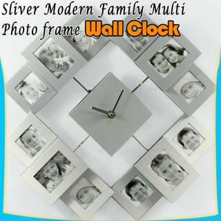 Multi 12 Pic Modern Family Photo Frame Wall Clock G27  