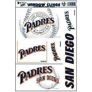  MLB Padres 11 by 17 Reusable Window Cling Set Sports 