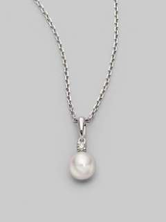 Mikimoto   7MM White Round Cultured Pearl, Diamond & 18K White Gold 