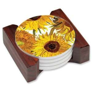  Van Gogh   Sunflowers Ceramic Drink Coaster Set: Home 