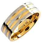 18K Gold Plated Titanium Wedding Ring Band Jewelry  