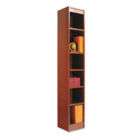Alera Wood Veneer 6 Shelf Narrow Profile Bookcase, Finished Back, 12 