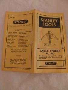 VINTAGE STANLEY ANGLE DIVIDER No 30 TOOLS w/ BOX INSTRUCTIONS 