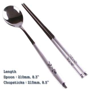 Korean Rose Sanded Stainless Steel Chopsticks & Spoon Set Practical 