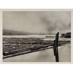  1927 Logs Lake Washington Photogravure E. O. Hoppe 