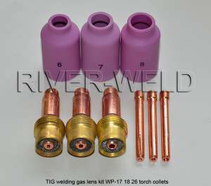 TIG welding gas lens kit WP 17 18 26 torch collets 9pcs  